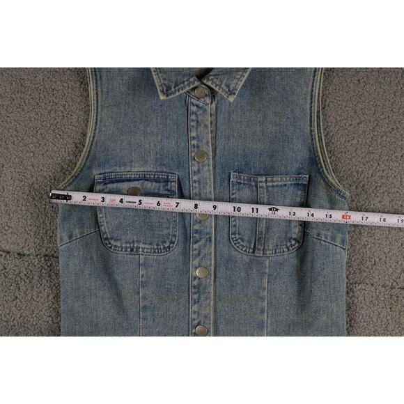 Newport New Jeanology Jean Dress Womens 6 Denim Snap Button Vtg Hong Kong Y2K - Picture 4 of 8